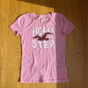 Hollister kids vintage Y2K graphic logo tee | light pink